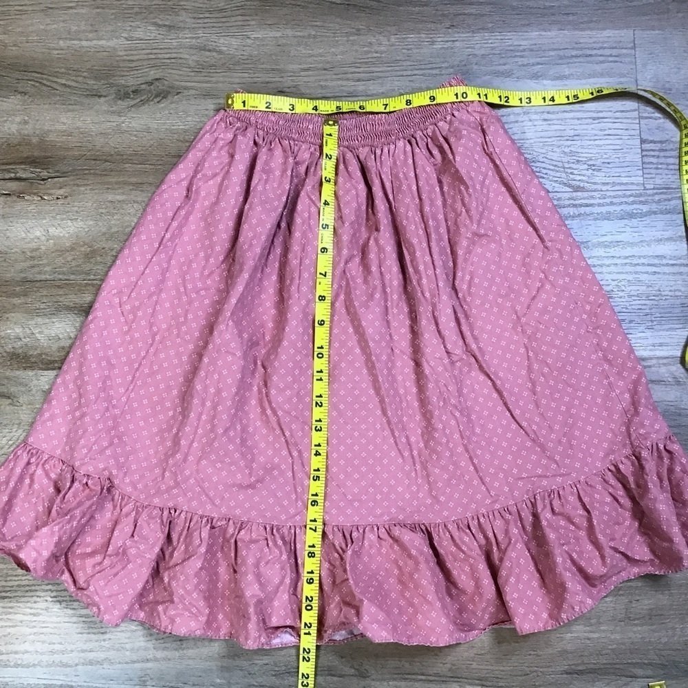 Vtg Skirt Girls Size 12 Medium Pull On Ruffle Cottage Floral Print Dusty Pink - Picture 9 of 9